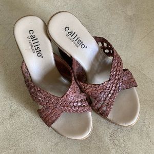 Callisto braided leather wedges